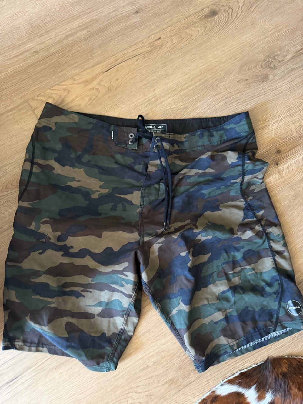 O'Neill Black and Green Camo Swim Trunks